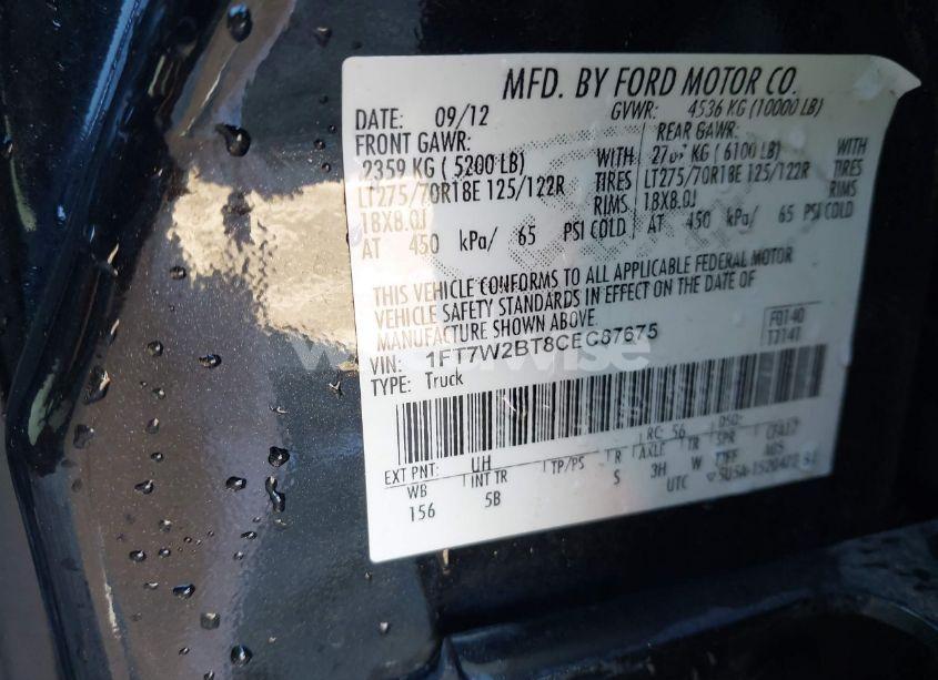 Photo 9 of 2012 Ford F-250 LARIAT (VIN 1FT7W2BT8CEC87675)