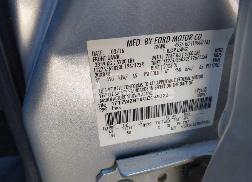 Photo 9 of 2016 Ford F-250 LARIAT (VIN 1FT7W2BT8GEC49322)