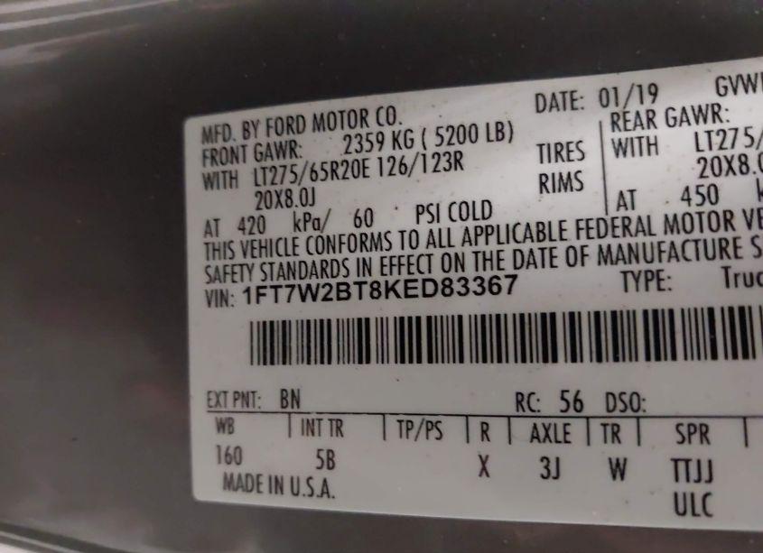 Photo 9 of 2019 Ford F-250 LARIAT (VIN 1FT7W2BT8KED83367)