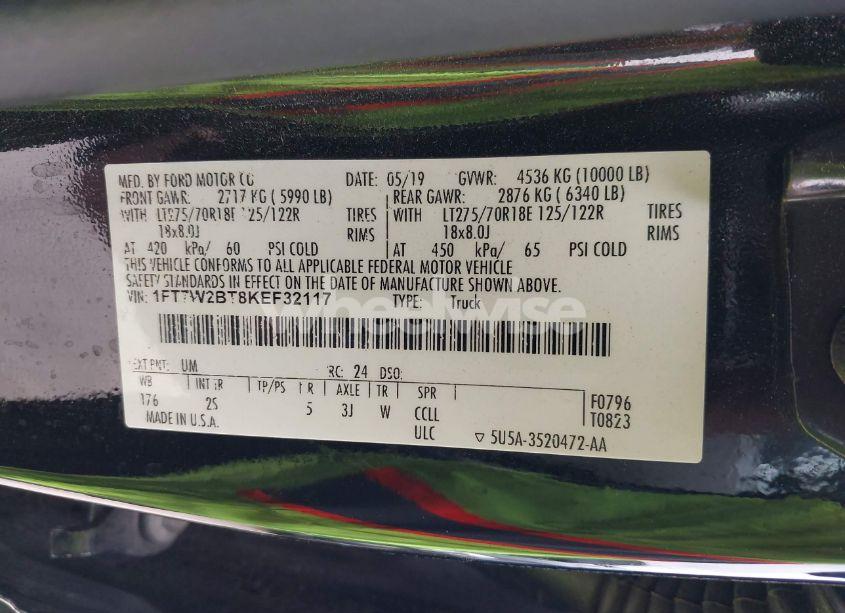 Photo 9 of 2019 Ford F-250 XLT (VIN 1FT7W2BT8KEF32117)