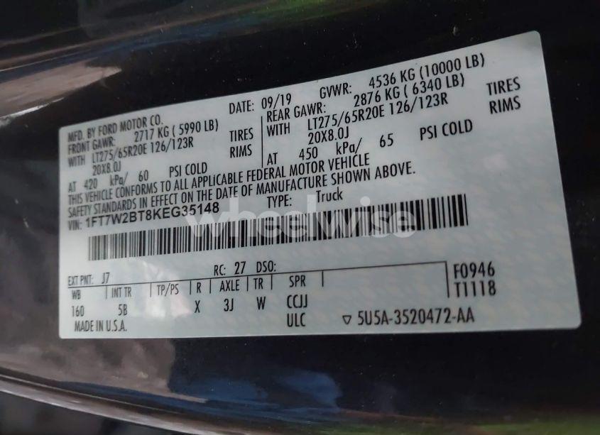 Photo 9 of 2019 Ford F-250 LARIAT (VIN 1FT7W2BT8KEG35148)