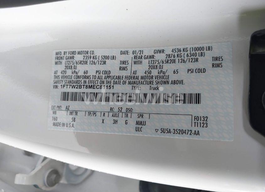 Photo 9 of 2021 Ford F-250 LARIAT (VIN 1FT7W2BT8MEC81151)