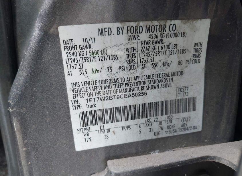 Photo 9 of 2012 Ford F-250 XLT (VIN 1FT7W2BT9CEA50256)