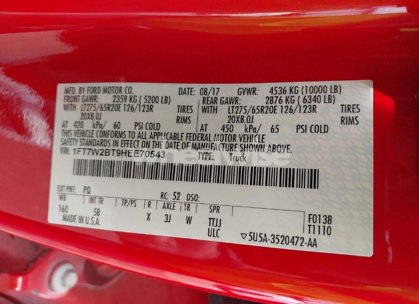 Photo 9 of 2017 Ford F-250 LARIAT (VIN 1FT7W2BT9HEE70543)