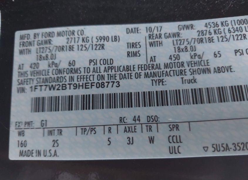 Photo 9 of 2017 Ford F-250 XLT (VIN 1FT7W2BT9HEF08773)