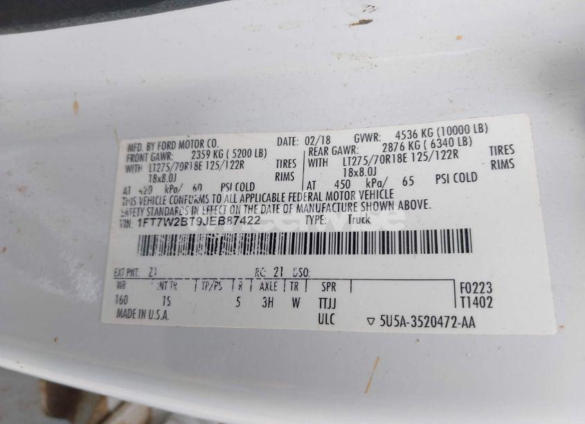 Photo 9 of 2018 Ford F-250 XL (VIN 1FT7W2BT9JEB87422)