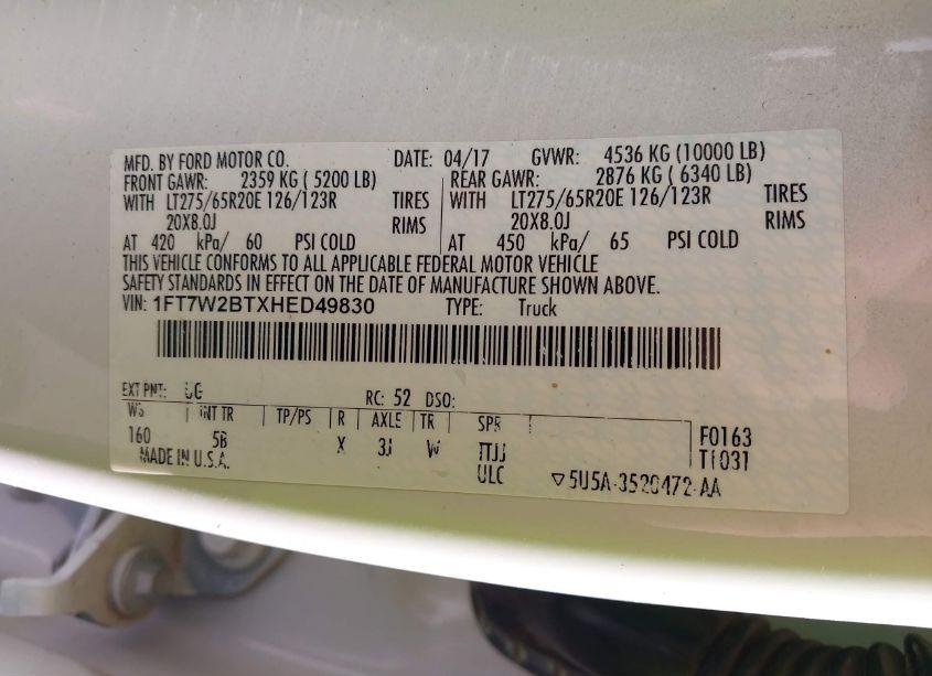 Photo 9 of 2017 Ford F-250 LARIAT (VIN 1FT7W2BTXHED49830)