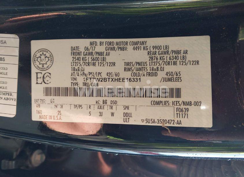 Photo 9 of 2017 Ford F-250 XLT (VIN 1FT7W2BTXHEE16331)