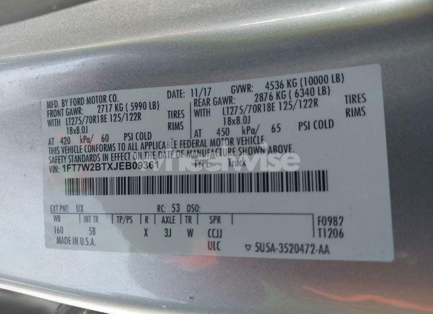 Photo 9 of 2018 Ford F-250 LARIAT (VIN 1FT7W2BTXJEB09361)