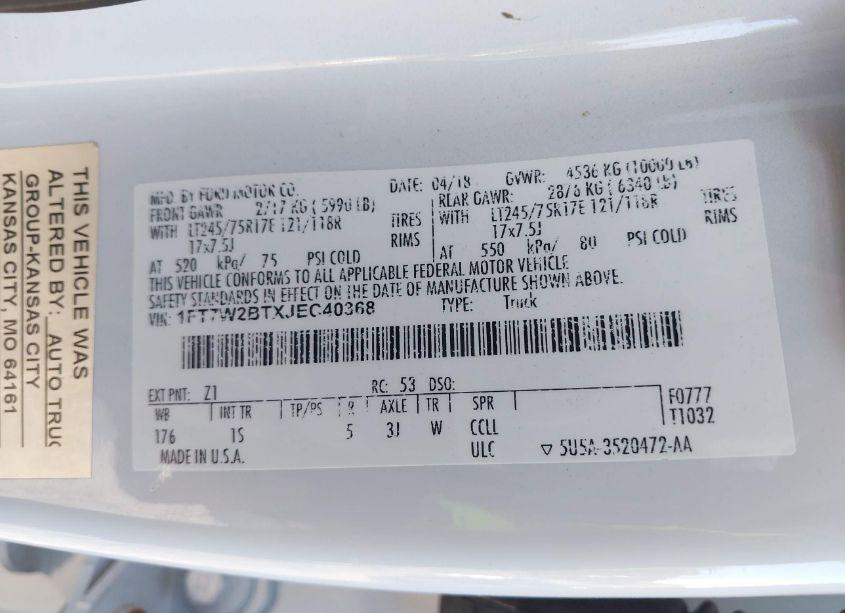 Photo 9 of 2018 Ford F-250 XL (VIN 1FT7W2BTXJEC40368)