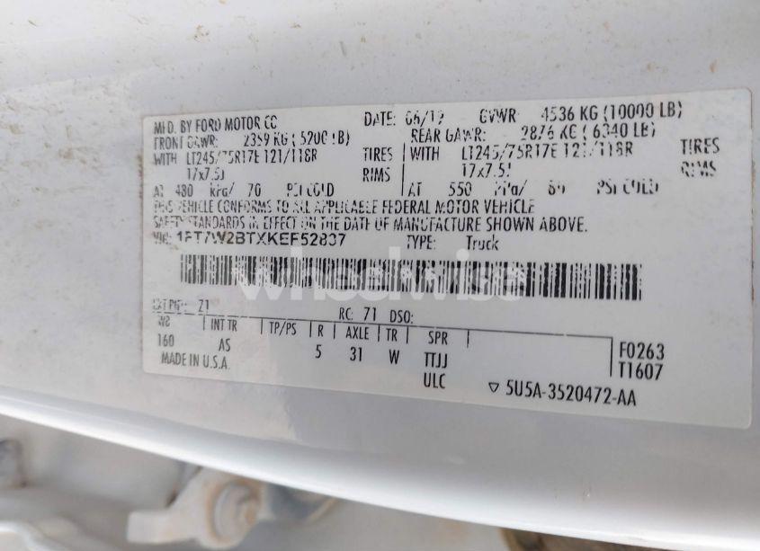 Photo 9 of 2019 Ford F-250 XL (VIN 1FT7W2BTXKEF52837)