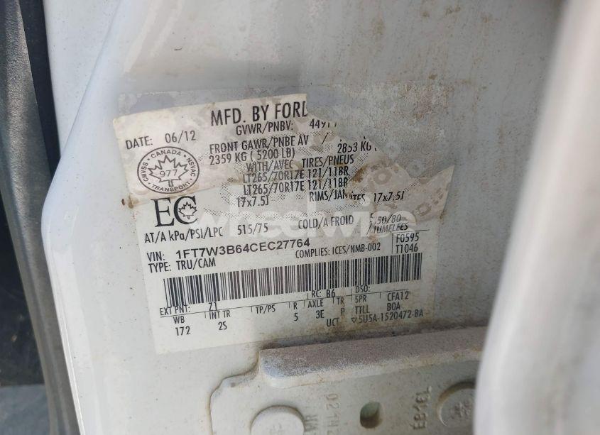 Photo 9 of 2012 Ford F-350 XLT (VIN 1FT7W3B64CEC27764)