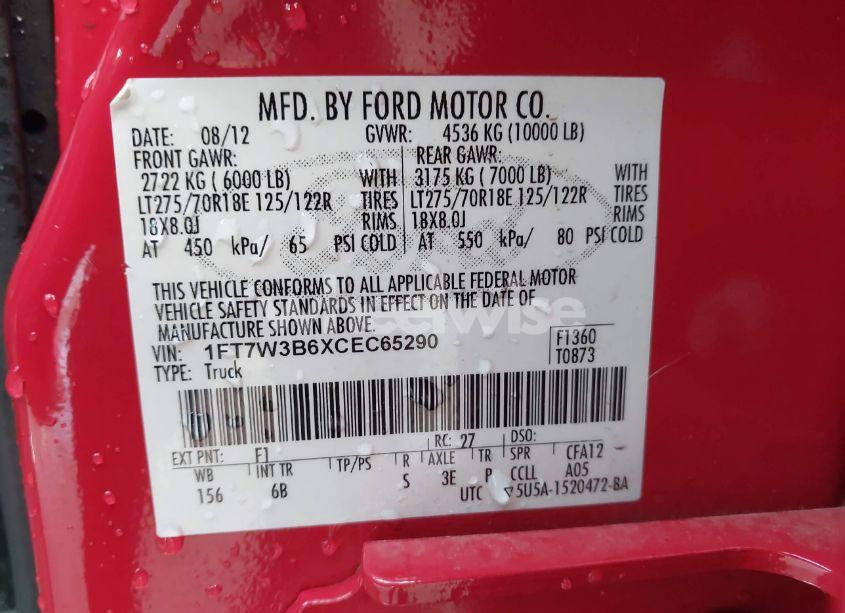 Photo 9 of 2012 Ford F-350 LARIAT (VIN 1FT7W3B6XCEC65290)