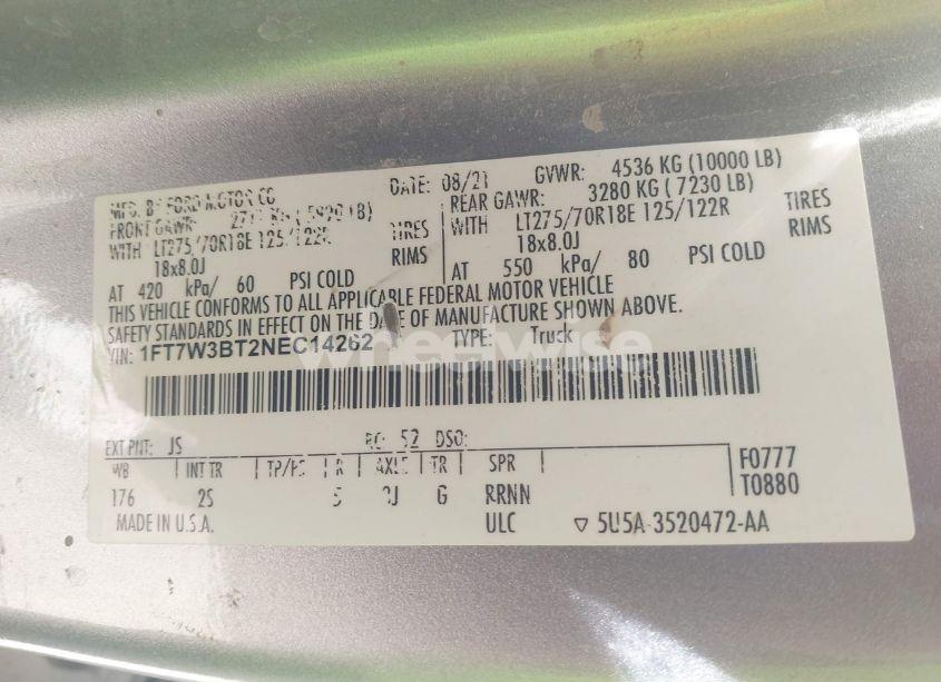 Photo 9 of 2022 Ford F-350 XLT (VIN 1FT7W3BT2NEC14262)