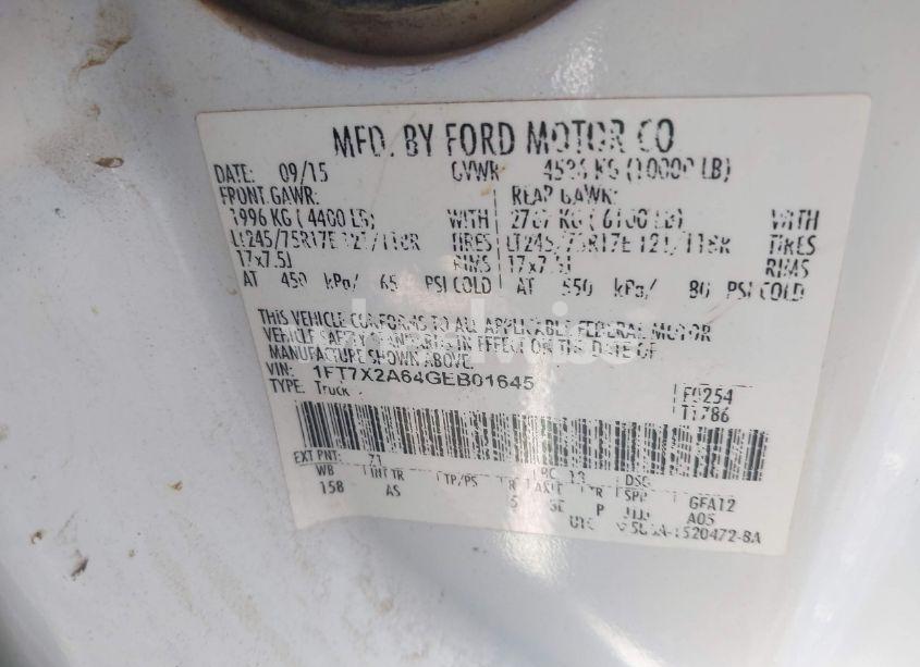 Photo 9 of 2016 Ford F-250 XL (VIN 1FT7X2A64GEB01645)