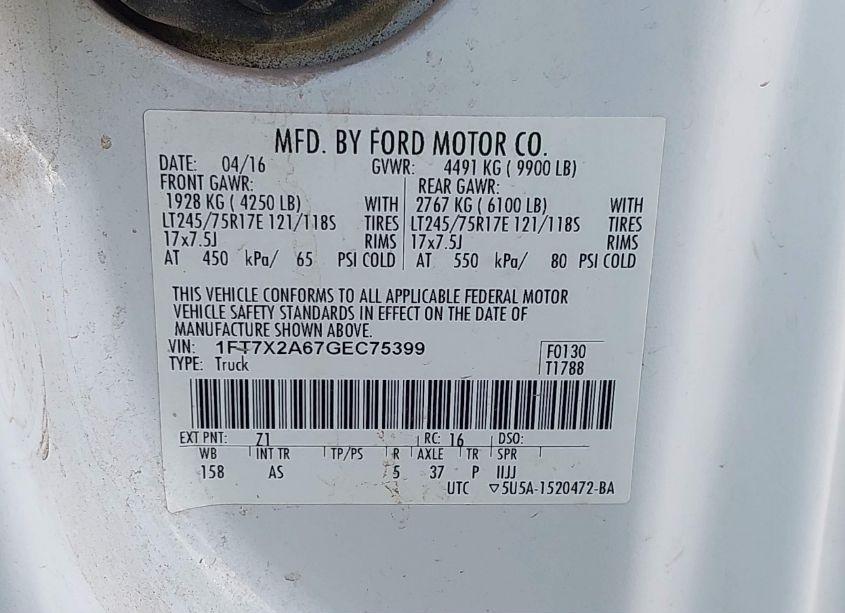 Photo 9 of 2016 Ford F-250 XL (VIN 1FT7X2A67GEC75399)