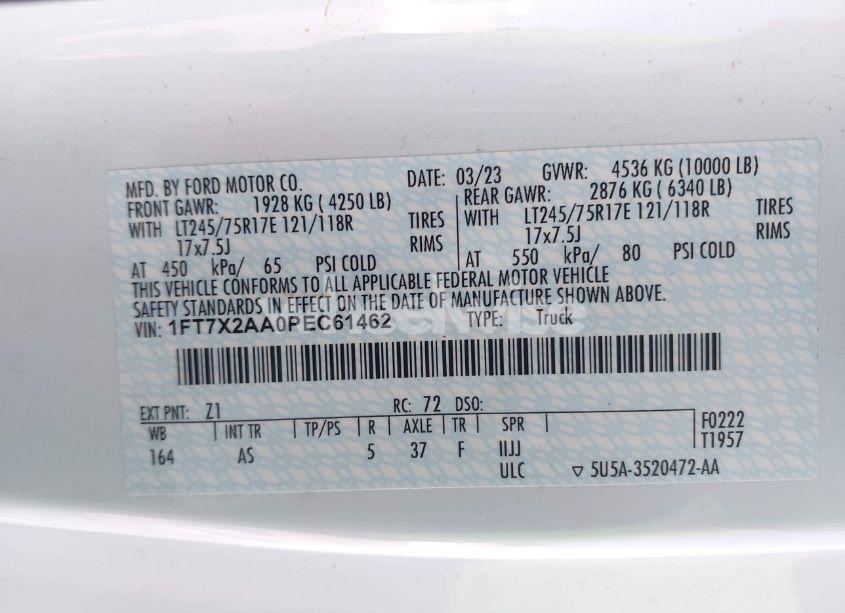 Photo 9 of 2023 Ford F-250 XL (VIN 1FT7X2AA0PEC61462)