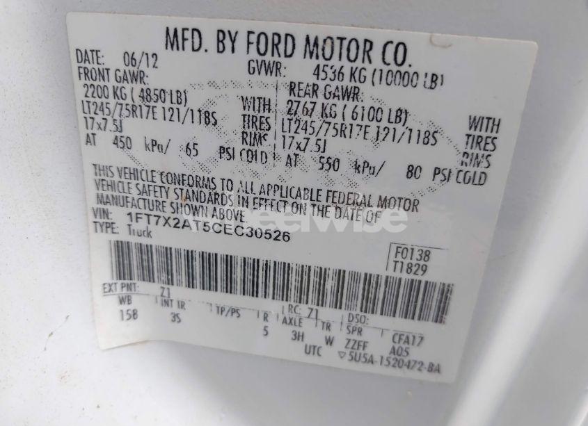 Photo 9 of 2012 Ford F-250 XLT (VIN 1FT7X2AT5CEC30526)