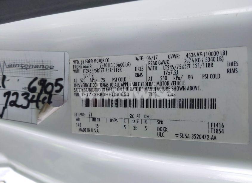 Photo 9 of 2017 Ford F-250 XL (VIN 1FT7X2B60HED90653)