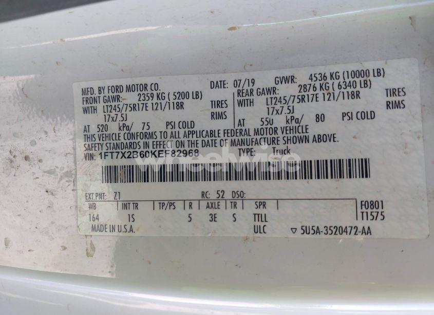 Photo 9 of 2019 Ford F-250 XL (VIN 1FT7X2B60KEF82968)