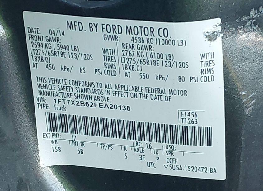 Photo 9 of 2015 Ford F-250 LARIAT (VIN 1FT7X2B62FEA20138)