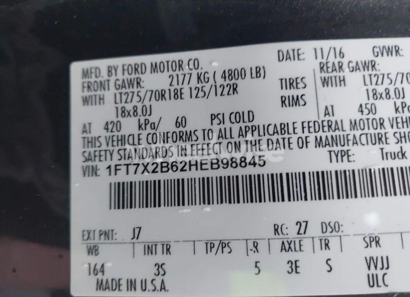Photo 9 of 2017 Ford F-250 XLT (VIN 1FT7X2B62HEB98845)