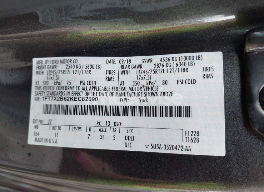 Photo 9 of 2019 Ford F-250 XL (VIN 1FT7X2B62KEC82090)