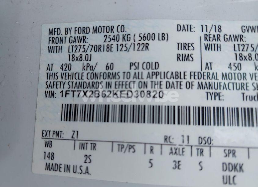Photo 9 of 2019 Ford F-250 XLT (VIN 1FT7X2B62KED30820)