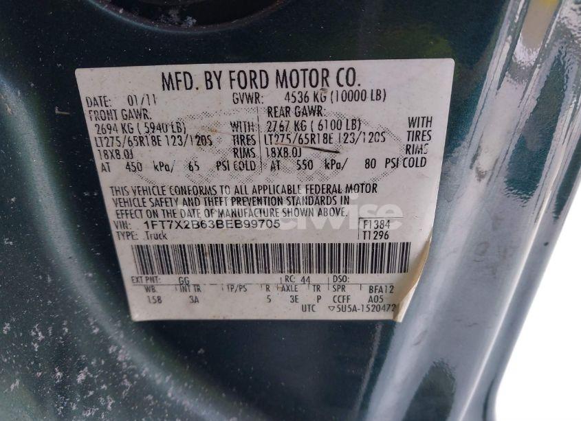 Photo 9 of 2011 Ford F-250 XLT (VIN 1FT7X2B63BEB99705)