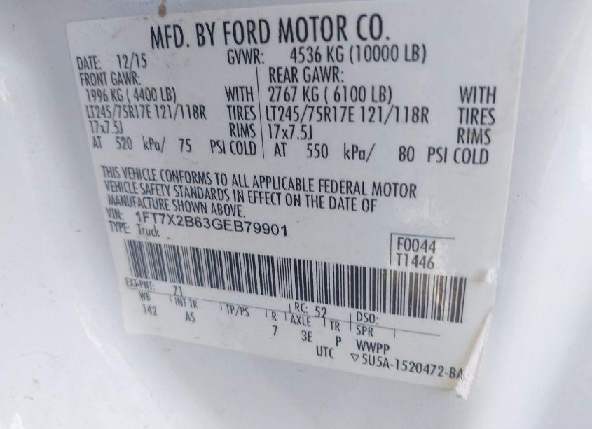 Photo 9 of 2016 Ford F-250 XL (VIN 1FT7X2B63GEB79901)