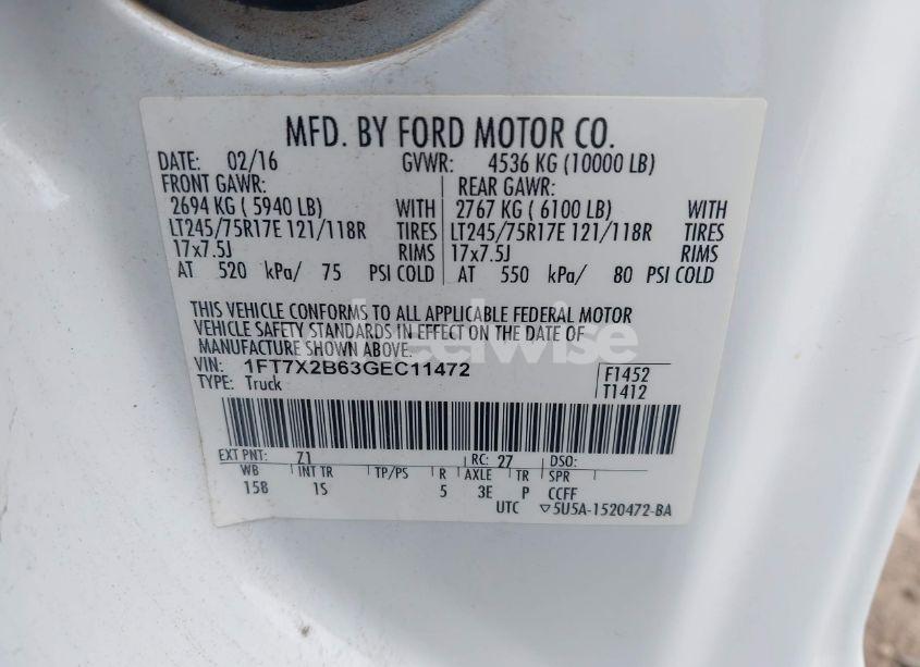 Photo 9 of 2016 Ford F-250 XL (VIN 1FT7X2B63GEC11472)