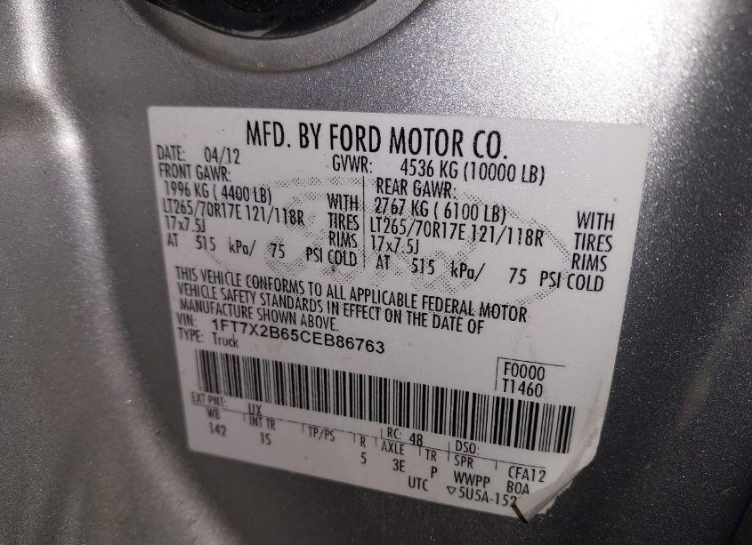 Photo 9 of 2012 Ford F-250 XL (VIN 1FT7X2B65CEB86763)