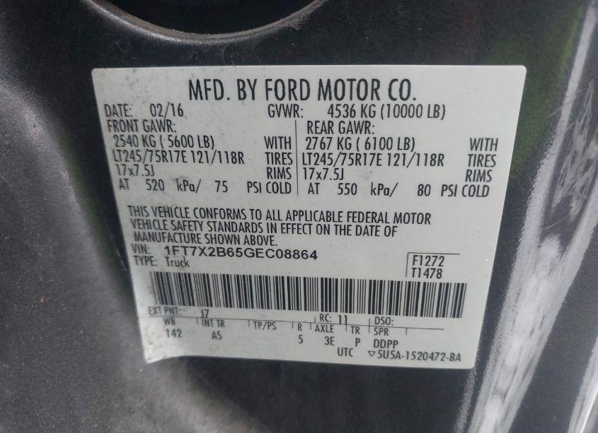 Photo 9 of 2016 Ford F-250 XL (VIN 1FT7X2B65GEC08864)