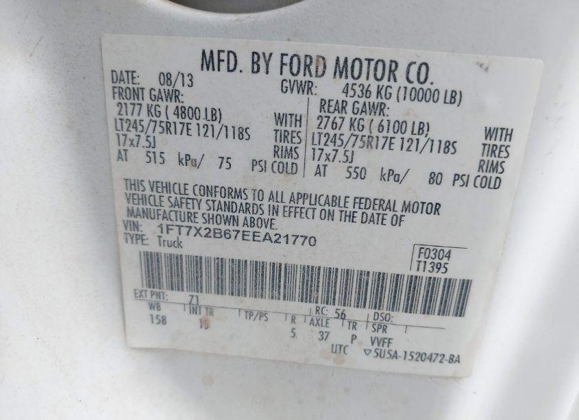 Photo 9 of 2014 Ford F-250 XL (VIN 1FT7X2B67EEA21770)