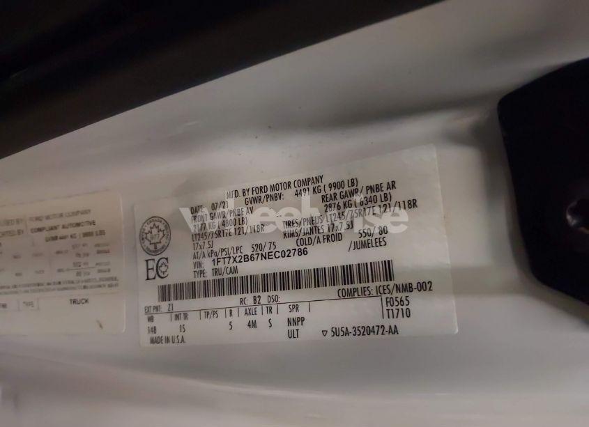 Photo 9 of 2022 Ford F-250 XL (VIN 1FT7X2B67NEC02786)