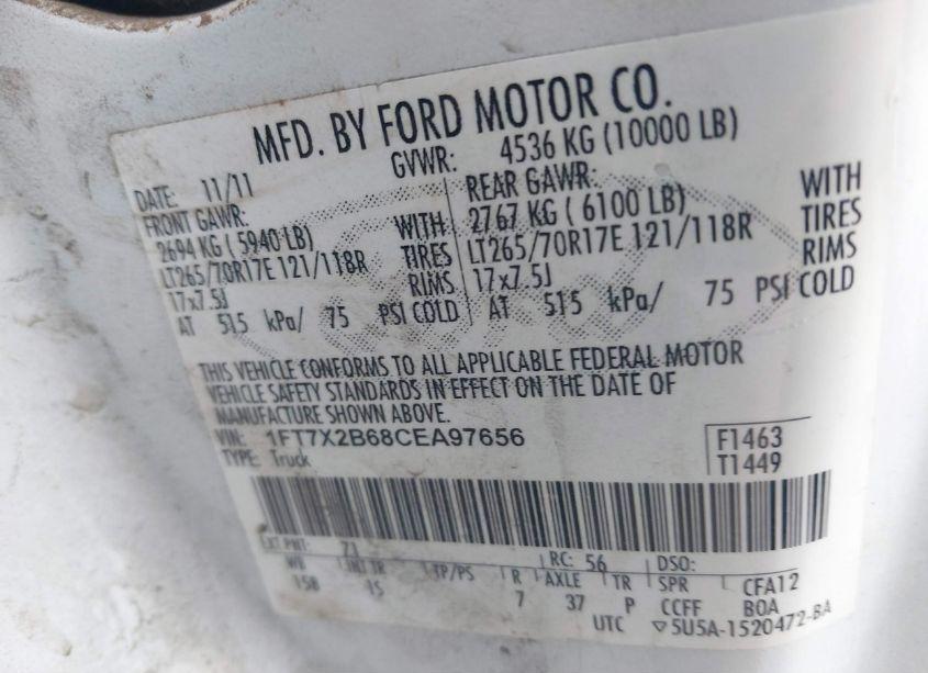 Photo 9 of 2012 Ford F-250 XL (VIN 1FT7X2B68CEA97656)