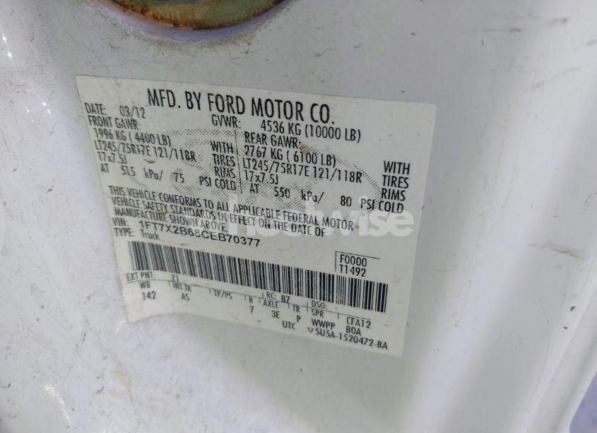 Photo 9 of 2012 Ford F-250 XL (VIN 1FT7X2B68CEB70377)