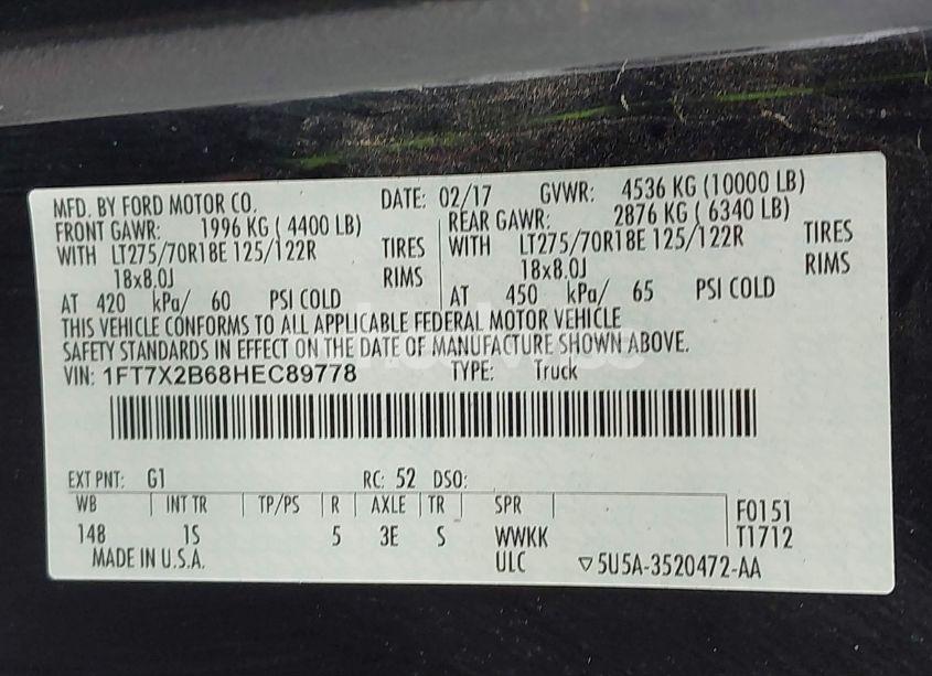 Photo 9 of 2017 Ford F-250 XL (VIN 1FT7X2B68HEC89778)