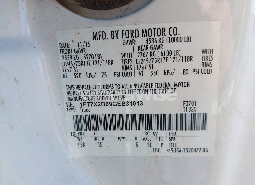 Photo 9 of 2016 Ford F-250 XL (VIN 1FT7X2B69GEB31013)