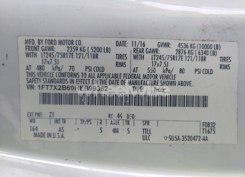 Photo 9 of 2017 Ford F-250 XL (VIN 1FT7X2B69HEB99362)