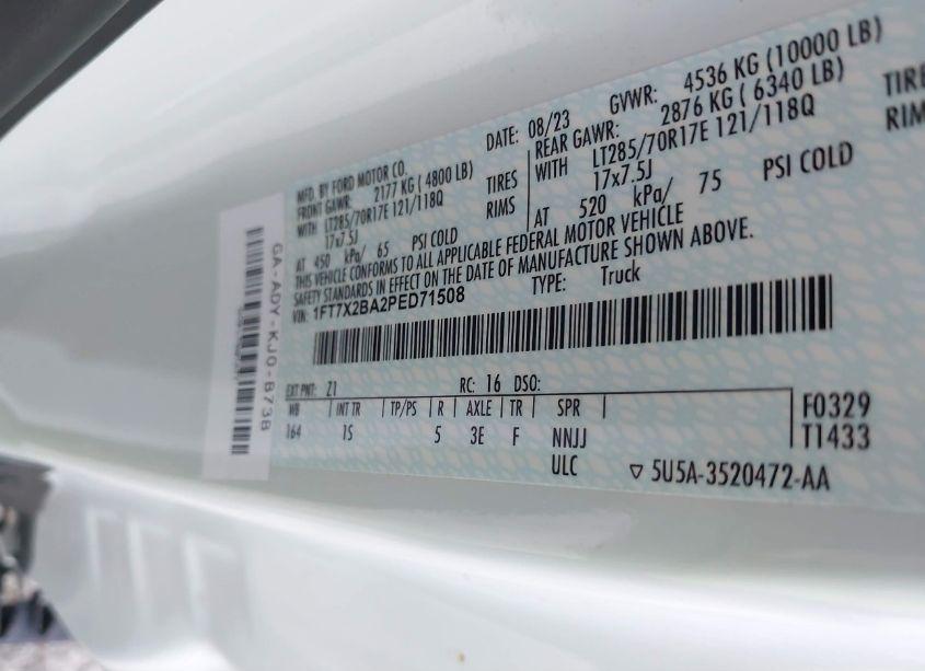Photo 9 of 2023 Ford F-250 XL (VIN 1FT7X2BA2PED71508)