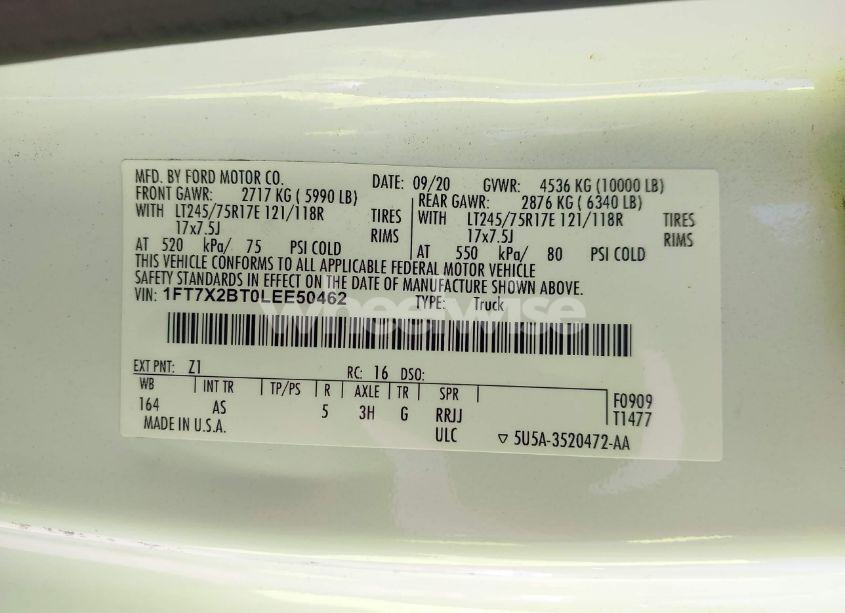 Photo 9 of 2020 Ford F-250 XL (VIN 1FT7X2BT0LEE50462)