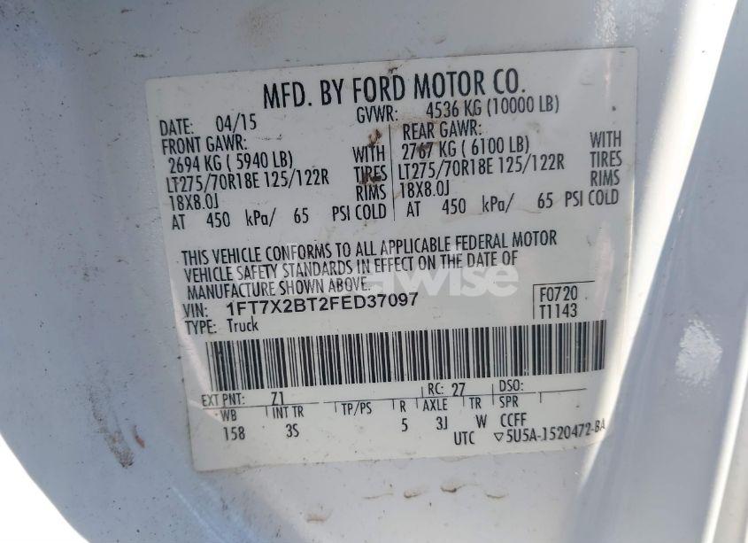 Photo 9 of 2015 Ford F-250 XLT (VIN 1FT7X2BT2FED37097)