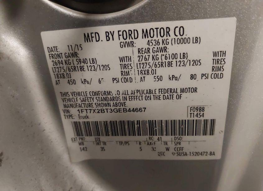 Photo 9 of 2016 Ford F-250 XLT (VIN 1FT7X2BT3GEB44667)