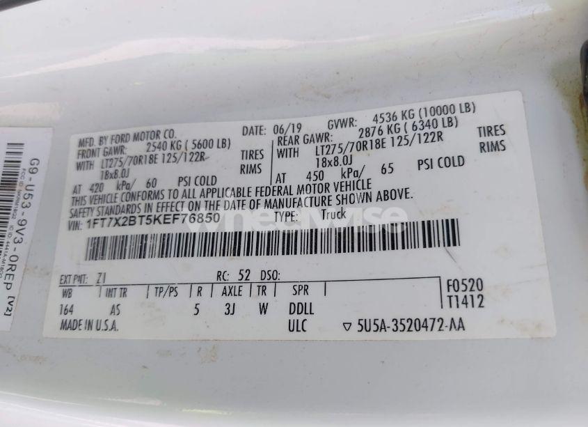 Photo 9 of 2019 Ford F-250 XL (VIN 1FT7X2BT5KEF76850)