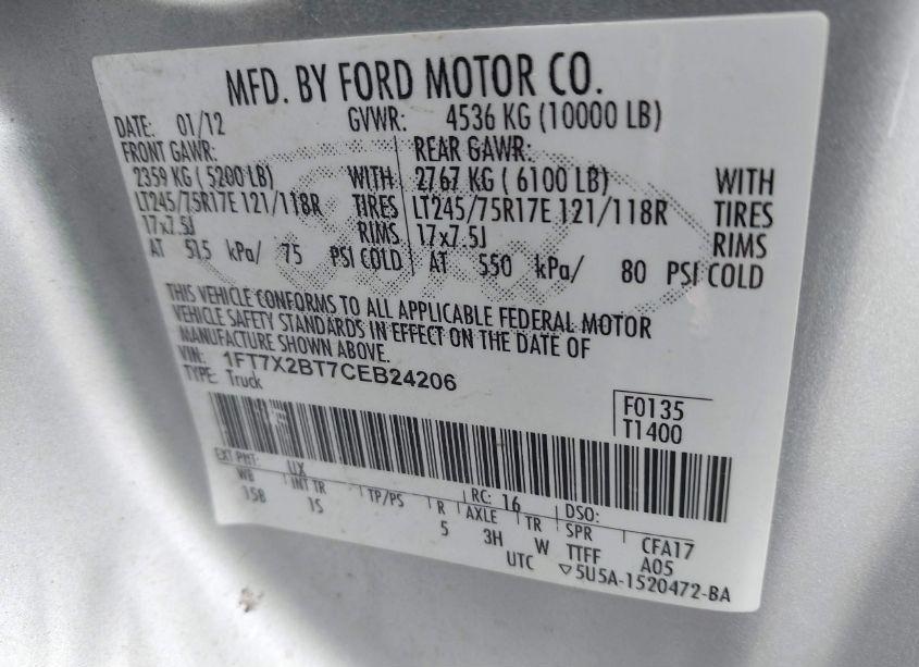 Photo 9 of 2012 Ford F-250 XL (VIN 1FT7X2BT7CEB24206)