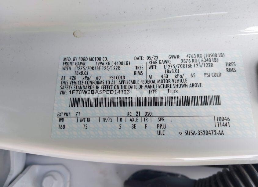 Photo 9 of 2023 Ford F-250 XL (VIN 1FT8W2BA5PED14193)