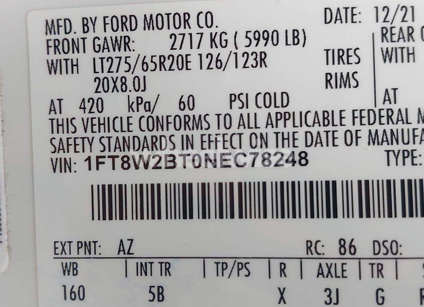 Photo 8 of 2022 Ford F250 SUPER DUTY (VIN 1FT8W2BT0NEC78248)