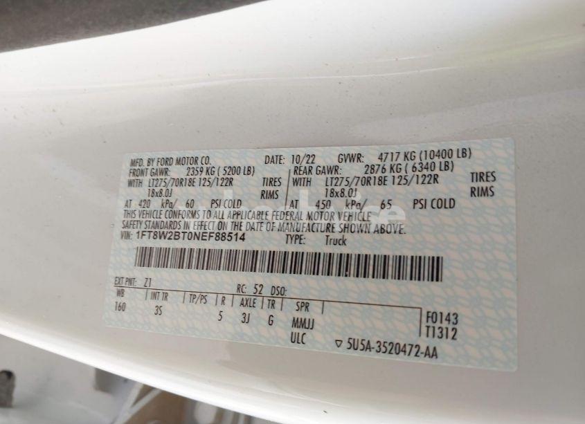 Photo 9 of 2022 Ford F-250 XLT (VIN 1FT8W2BT0NEF88514)
