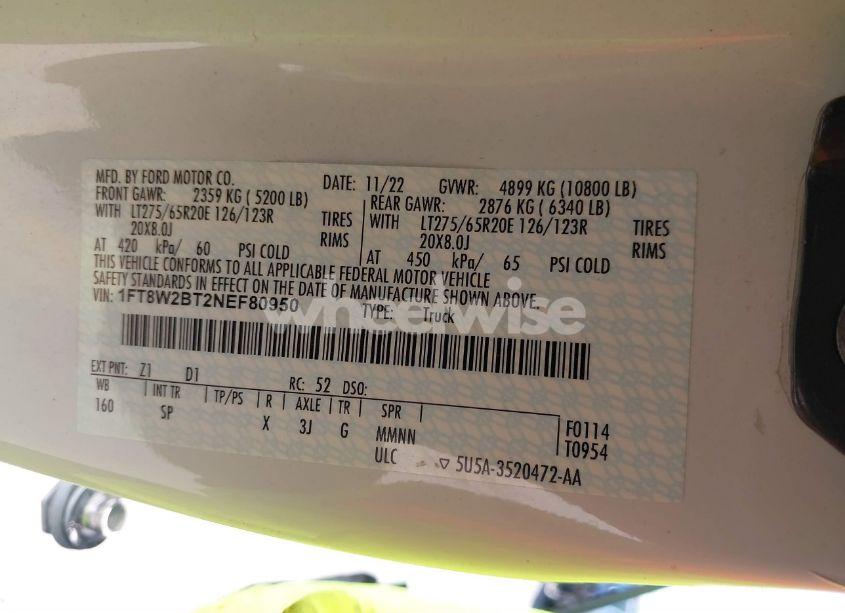 Photo 8 of 2022 Ford F-250 KING RANCH (VIN 1FT8W2BT2NEF80950)